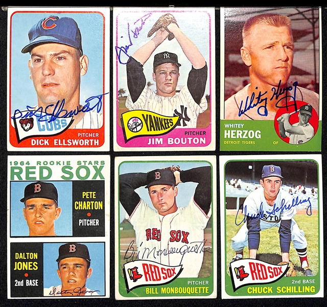 Lot of (30) 1963-65 Topps Autographed Baseball Cards w. Dick Ellsworth and Others (JSA Auction Letter)