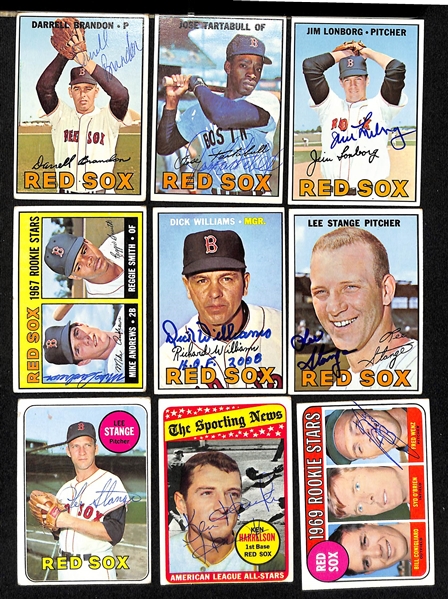 Lot of (29) 1966-1969 Topps Autographed Cards All Red Sox (JSA Auction Letter)
