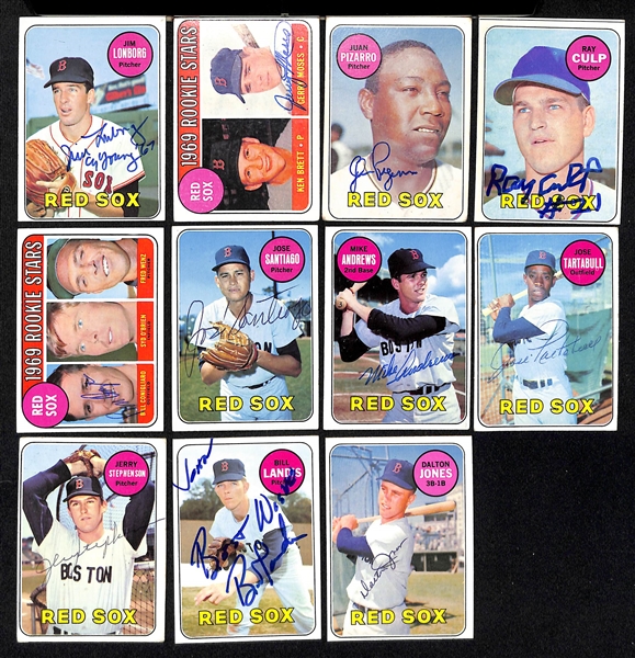 Lot of (29) 1966-1969 Topps Autographed Cards All Red Sox (JSA Auction Letter)