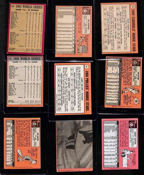 Lot of (9) 1969 Topps Autographed Cards w. Al Kaline and Others (JSA Auction Letter)