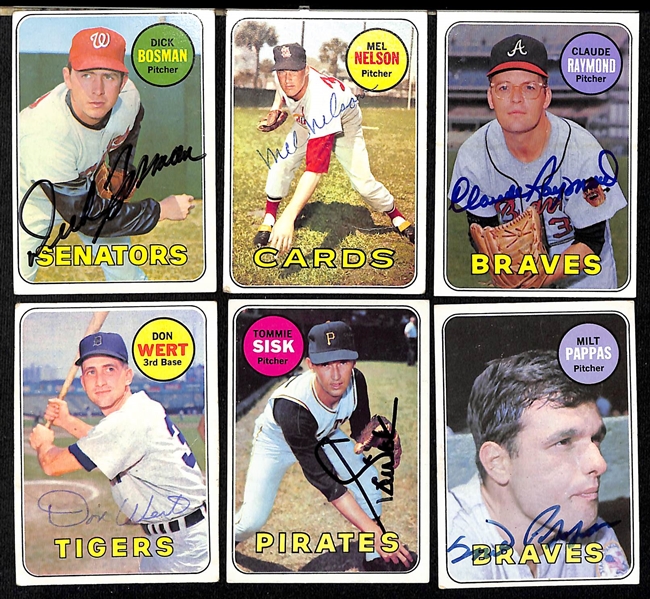 Lot of (25) 1969 Topps Autographed Cards w. Mel Stottlemyre, Roy Face, and Others (JSA Auction Letter)