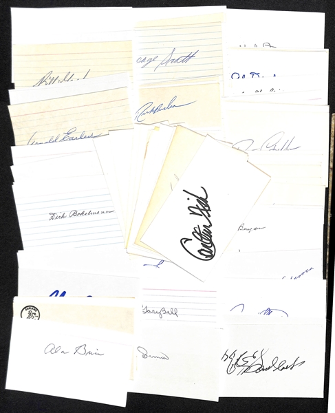 Lot of (125+) Baseball Autographed Index Cards w. George Kell, Sparky Anderson, Carlton Fisk, Bo Diaz and Others (JSA Auction Letter)