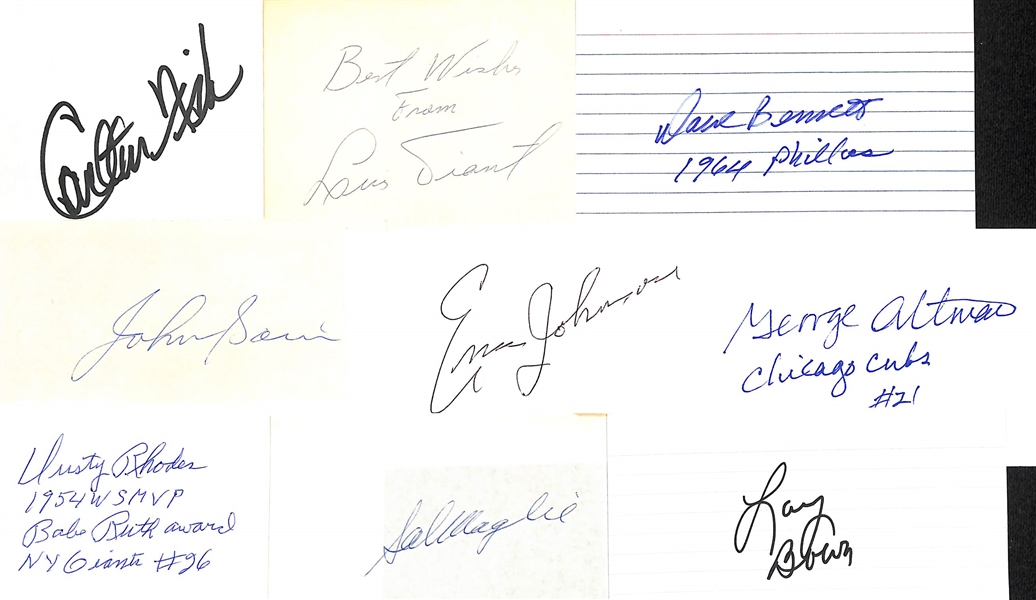 Lot of (125+) Baseball Autographed Index Cards w. George Kell, Sparky Anderson, Carlton Fisk, Bo Diaz and Others (JSA Auction Letter)