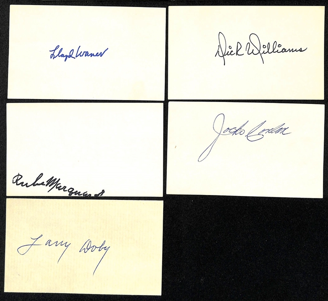 Lot of (100+) Baseball Autographed Index Cards w. Larry Doby, Rube Marquard, Dick Williams, and Others (JSA Auction Letter)