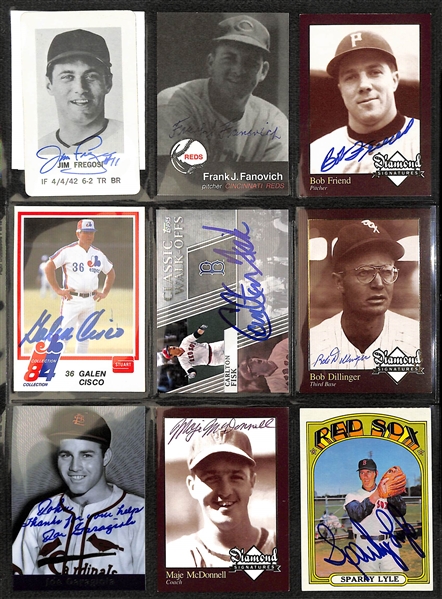 Lot of (135+) Autographed Baseball Cards w. Carlton Fisk, Jim Fregosi, and Others (JSA Auction Letter)
