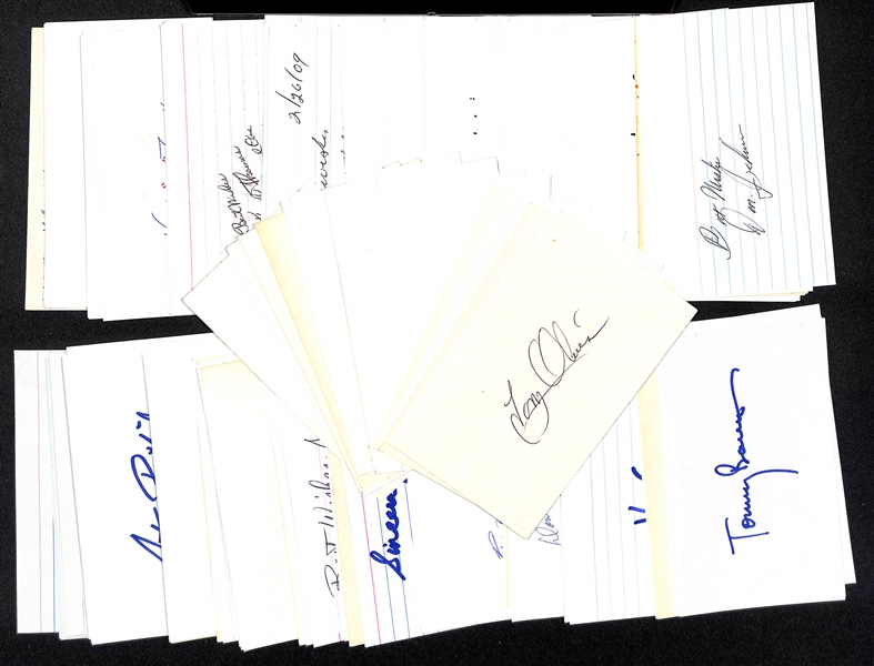 Lot of (150+) Baseball Autographed Index Cards w. Tony Oliva, Smokey Joe Wood, Charlie Silvera, and Many More (JSA Auction Letter)