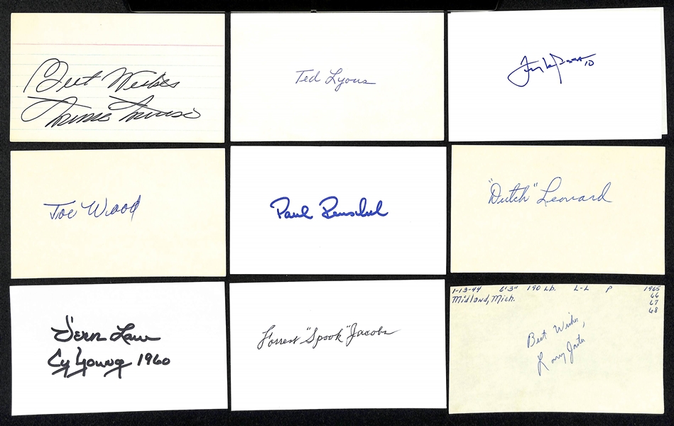 Lot of (165+) Baseball Autographed Index Cards w. Minnie Minoso, Ted Lyons, Tony LaRussa (2), Dutch Leonard and Others (JSA Auction Letter)