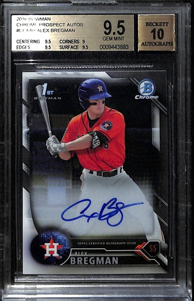 2016 Bowman Chrome Prospects Alex Bregman Rookie Autograph #CPA-AB Graded BGS 9.5 (10 Auto Grade)