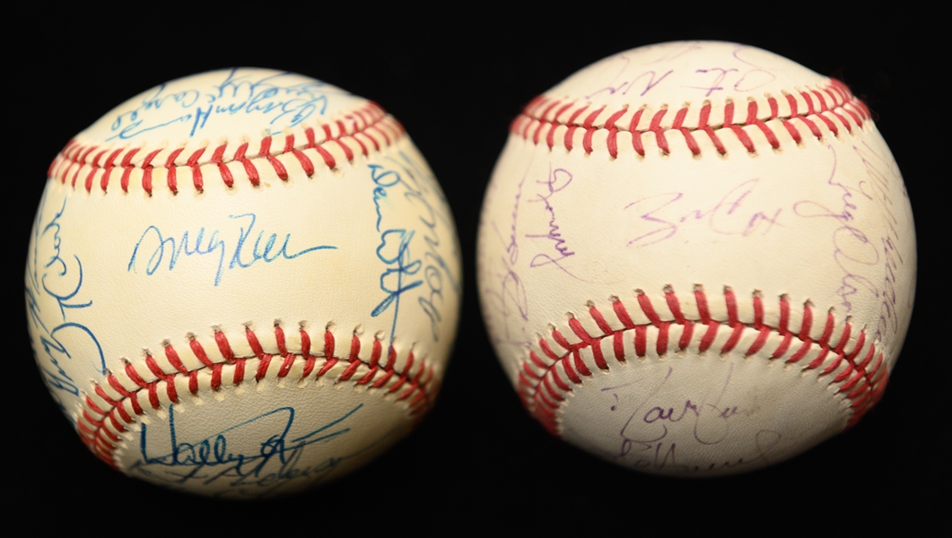 c. 1991 Atlanta Braves & c. 1989 Angels Team Signed Baseballs w. Dave Justice, Deion Sanders, Bobby Cox, + (JSA Auction Letter)