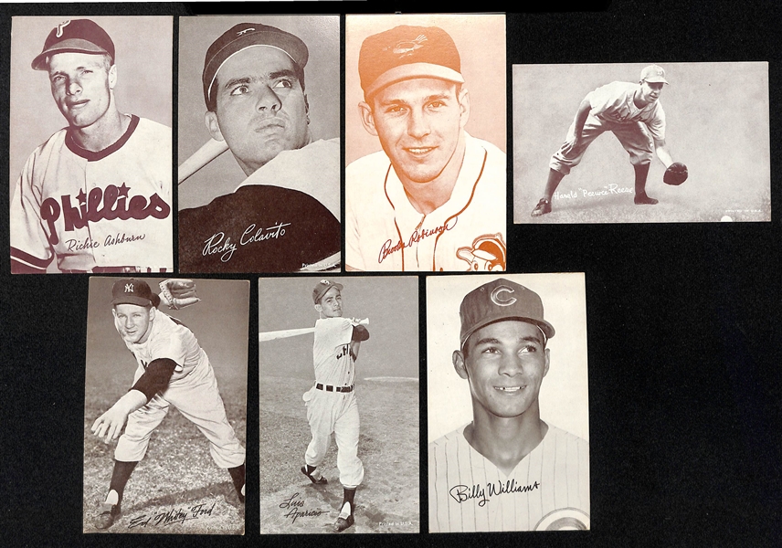Lot of (60) 1947-1966 Baseball Exhibit Cards w. Richie Ashburn & Rocky Colavito