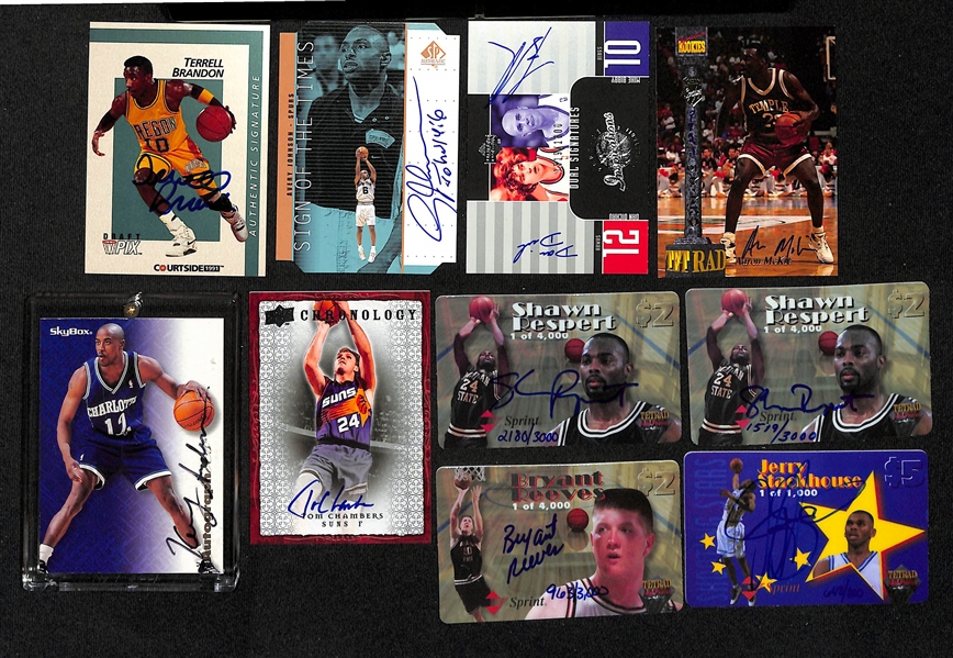 Lot of (200+) Autographed Basketball Cards w. Marbury, Stoudamire, Perkins, and Others