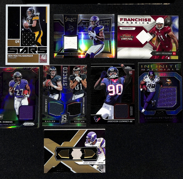 Lot of (35+) NFL Patch Insert Cards w. Dak Prescott & Josh Allen Rookie Patches, and Others