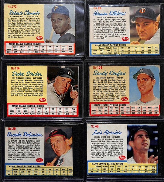 Lot of (112) Different 1962 Post Baseball Cards w. Roberto Clemente