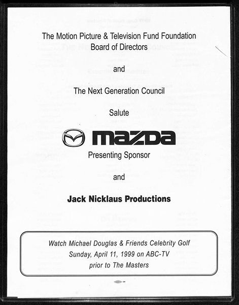 Golf Program Signed by (10) Celebrities Inc. Jack Nicholson, Kirk Douglas, Kevin Costner, Michael Douglas, Will Smith and Others (Full JSA Letter of Authenticity)