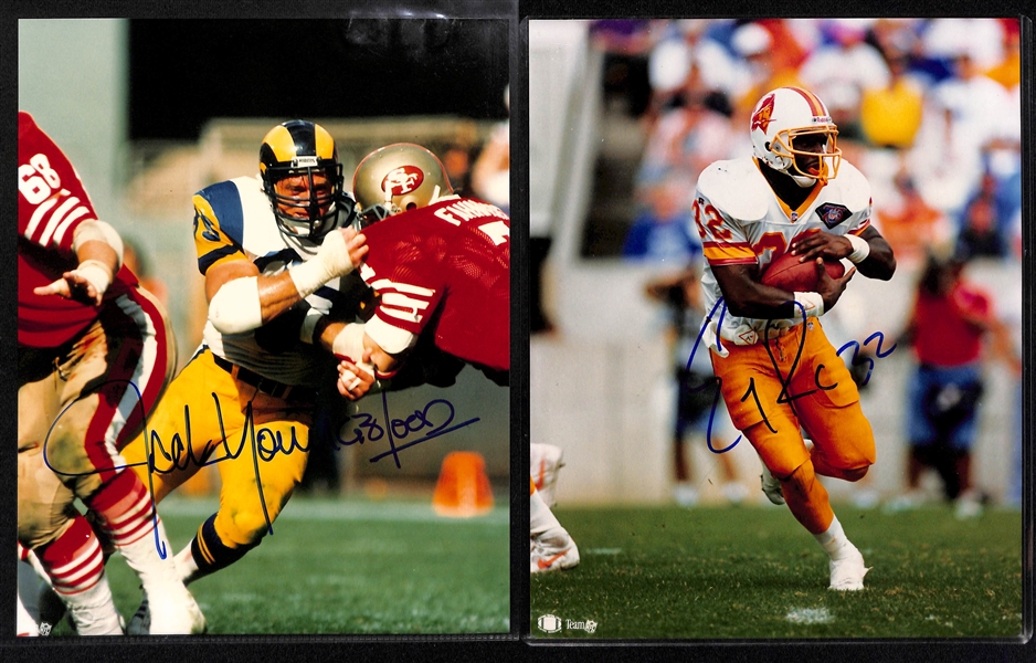 Lot of (12) Autographed 8x10 Football Photographs w. Gale Sayers, Jerome Bettis, Lance Alworth and Others (JSA Auction Letter)