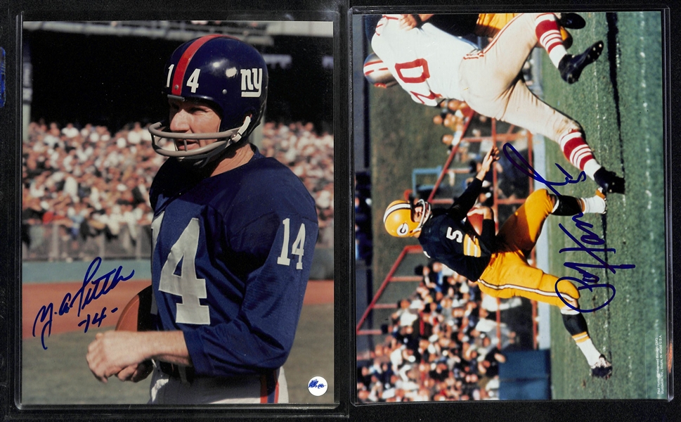 Lot of (9) Autographed 8x10 NFL Quarterback Photographs w. Terry Bradshaw, Dan Fouts, Paul Hornung, and Others (JSA Auction Letter)