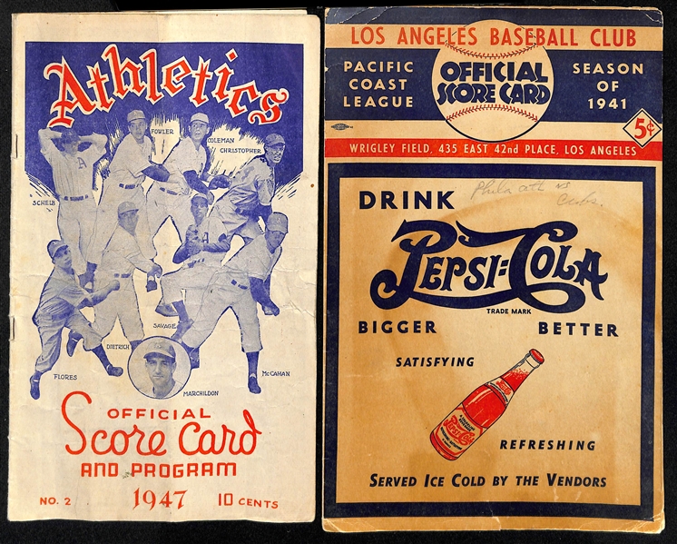  Lot of (18) 1940s - 1950s Vintage Score Card Programs Primarily of Athletics & Phillies