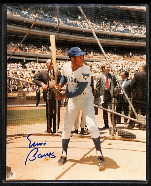 Lot of (7) Autographed 8x10 Baseball Photographs w. Ernie Banks, Don Larsen Franco/Viola, Kell, + (JSA Auction Letter)