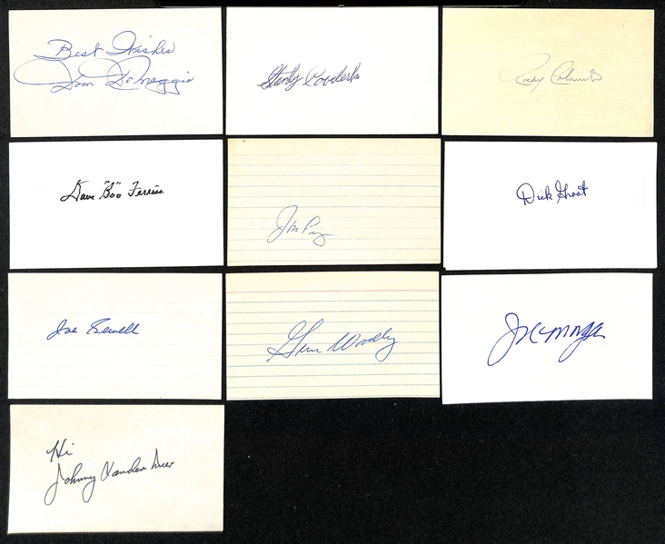 Lot of (185+) Signed Vintage Index Cards w. Dom DiMaggio, Rocky Colavito, + (JSA Auction Letter)