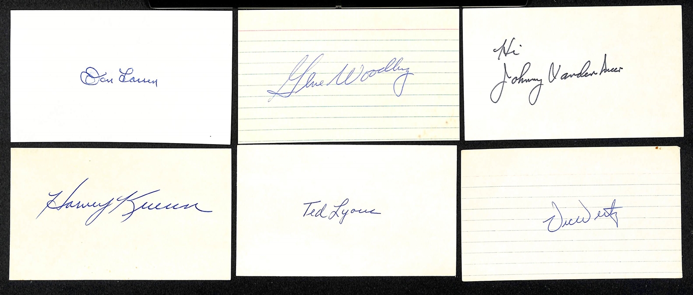 Lot of (175+) Signed Vintage Index Cards w. Carl Hubbell, Duke Snider, Ralph Kiner, Ted Kluszewski, Don Larsen (JSA Auction Letter)