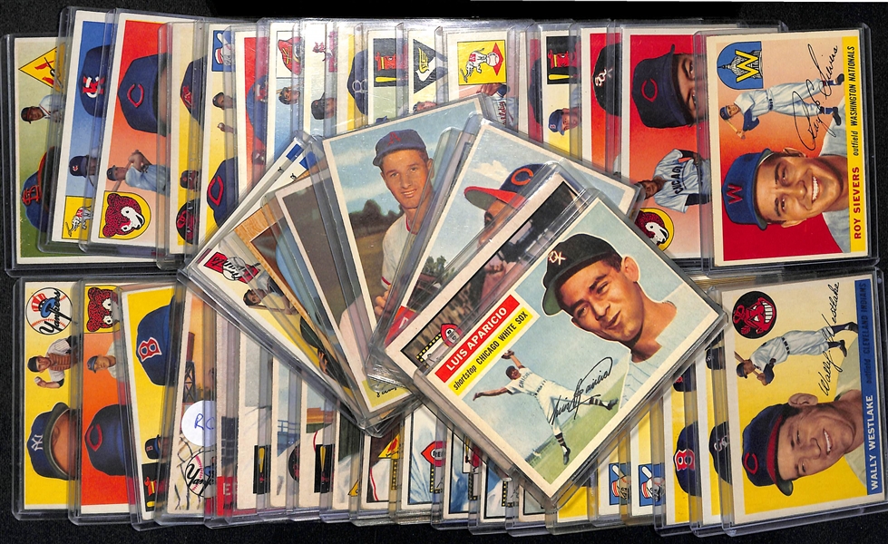 Lot of (48) 1952-1956 Topps & Bowman Baseball Cards w. 1956 Luis Aparicio Rookie Card
