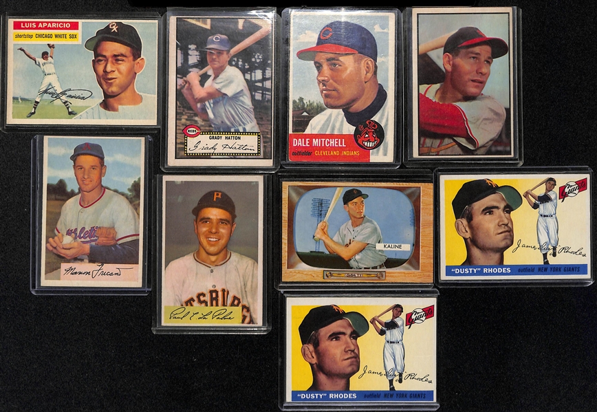 Lot of (48) 1952-1956 Topps & Bowman Baseball Cards w. 1956 Luis Aparicio Rookie Card