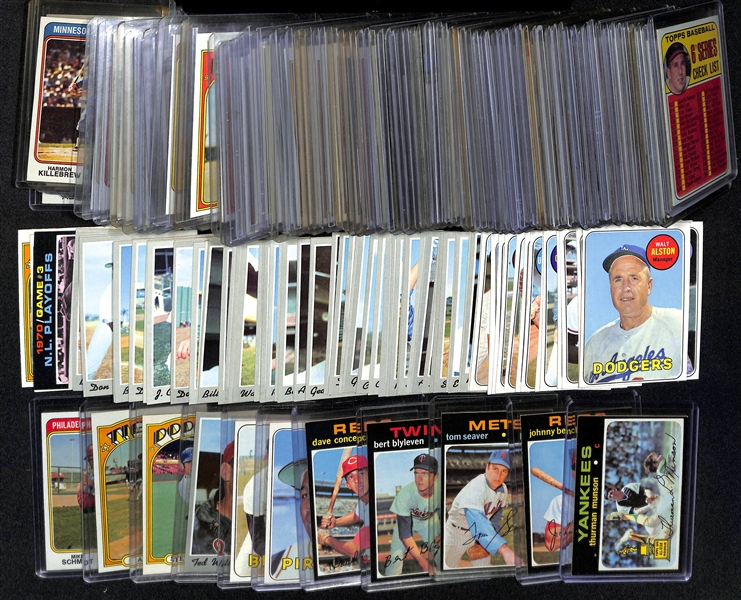 Lot of Approximately (200) 1969-1974 Topps Baseball Cards w. 1971 Thurman Munson (2nd Year)