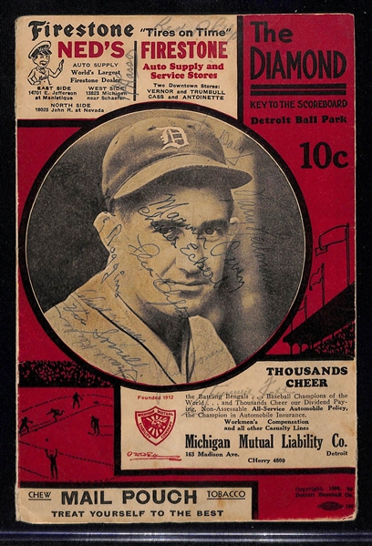Autographed 1936 Detroit vs. Boston Score Card - (15) Signatures - w. Jimmie Foxx, Al Simmons, Harry Heilmann, + (Full JSA Letter)