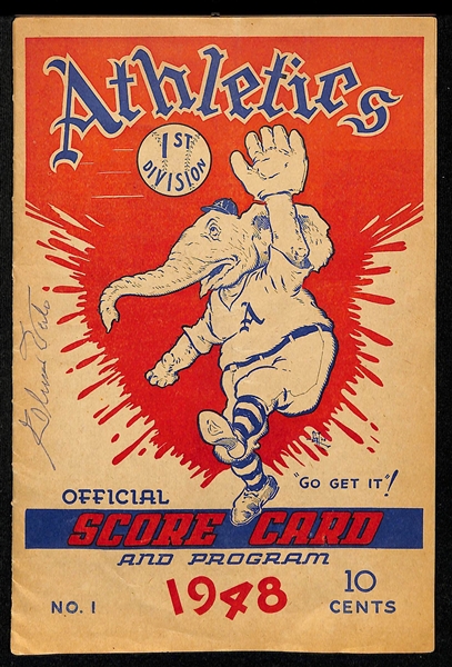 Lot of (4) Signed 1940s Score Cards w. Elmer Valo & (5) Mini Roster Handbooks/Pamphlets/Schedules (JSA Auction Letter)