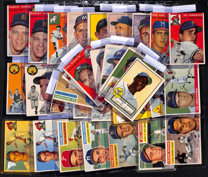 Lot of (32) 1952-1956 Topps Baseball Cards w. 1952 Minnie Minoso Rookie Card