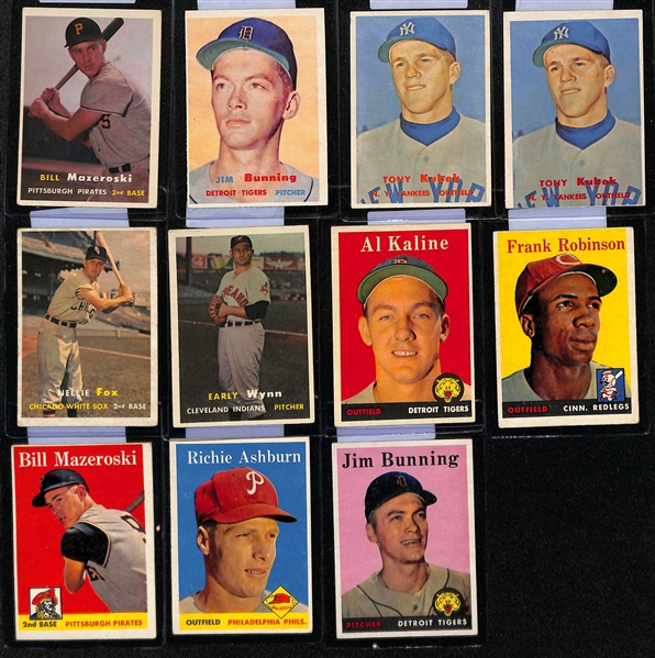 Lot of (57) 1957 & (18) 1958 Topps Baseball Cards w. 1957 Bill Mazeroski Rookie Card