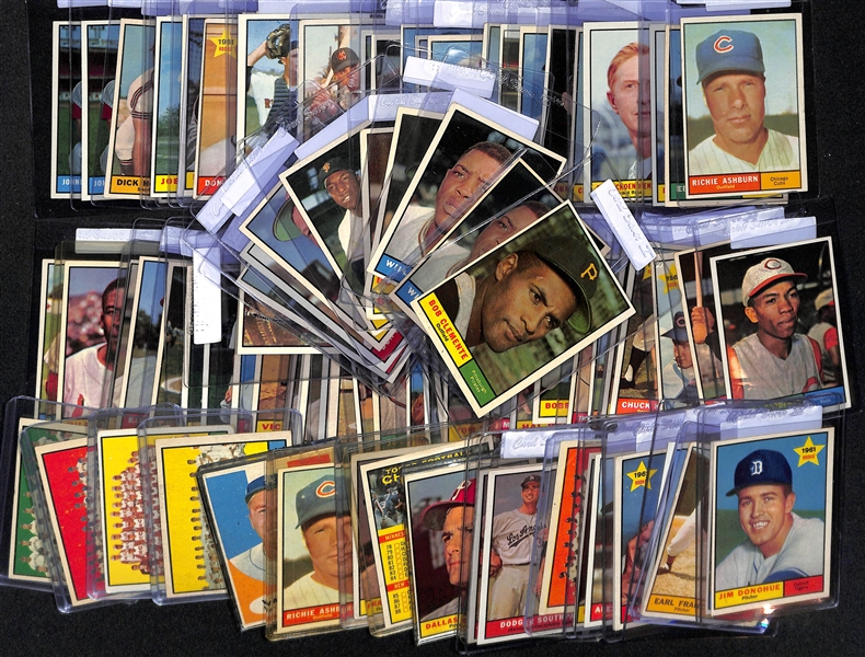 Lot of (87) 1961 Topps Baseball Cards w. Roberto Clemente