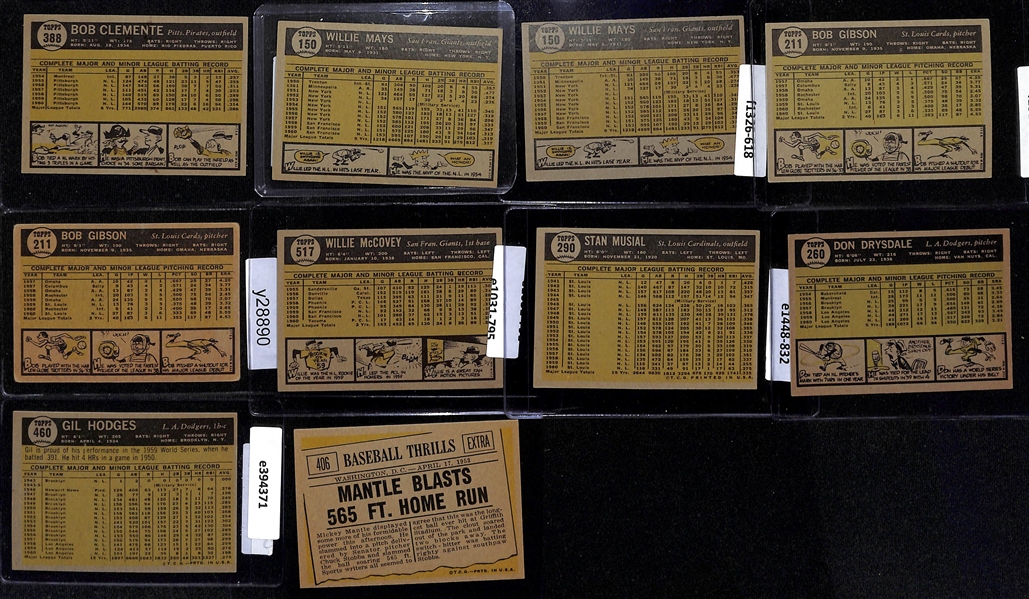 Lot of (87) 1961 Topps Baseball Cards w. Roberto Clemente