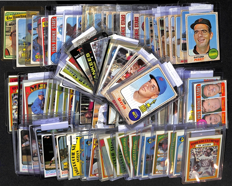 Lot of (97) 1968-1973 Topps Baseball Cards w. 1968 Tom Seaver (2nd Year) Card x3