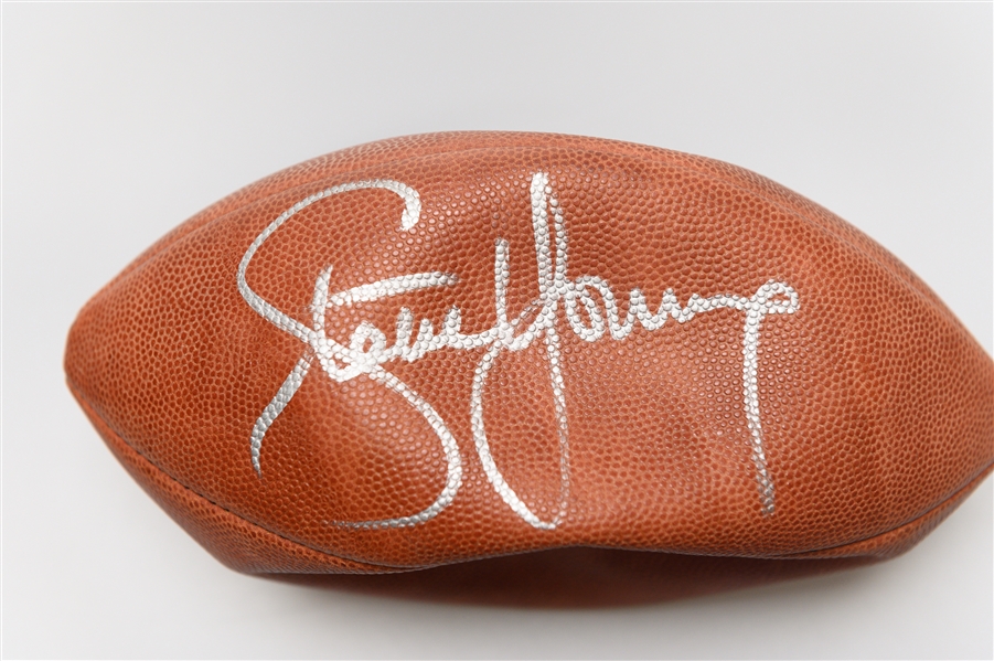 Lot of (2) Signed Official NFL Footballs - Joe Montana (Upper Deck Authenticated) and Steve Young (Bad Bladder so Deflated) - JSA Auction Letter