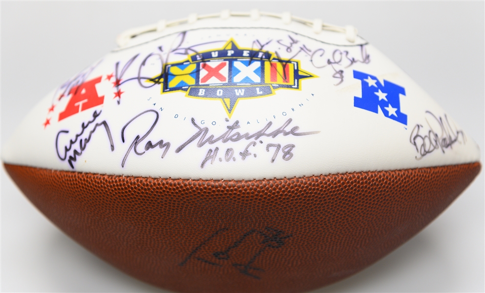 Official Super Bowl XXXII (1998) Football Signed By Steve McNair, Peyton Manning, Archie Manning, & 12 Others (JSA Auction Letter)