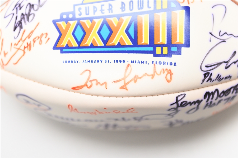 Official Super Bowl XXXIII (1999) Football Signed By Tom Landry & 17 Others (JSA Auction Letter)