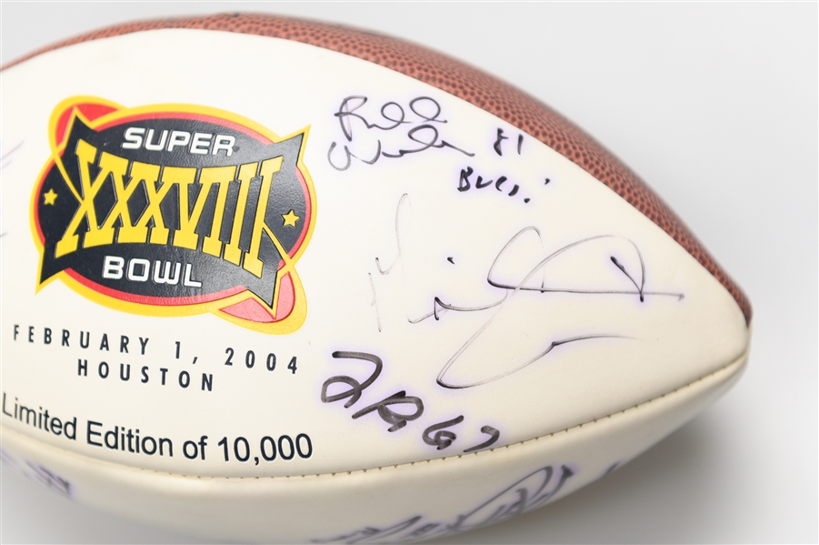 (2) Signed Official Super Bowl Footballs w. SB XXXVII (2003 w. 5 Autos Inc. Kurt Warner) and SB XXXVIII (2004 w. 15 Autos Inc. Michael Irvin)  (JSA Auction Letter)