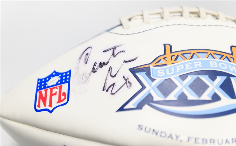 (2) Signed Super Bowl Footballs w. SB XXXIX (2005 w. 4 Autos Inc. Dorsett, C. Martin, T. Thomas, R. Waters) & SB XL (2006 w. 3 Autos Inc. K. Warner, E. James, C. Portis)  (JSA Auction Letter)