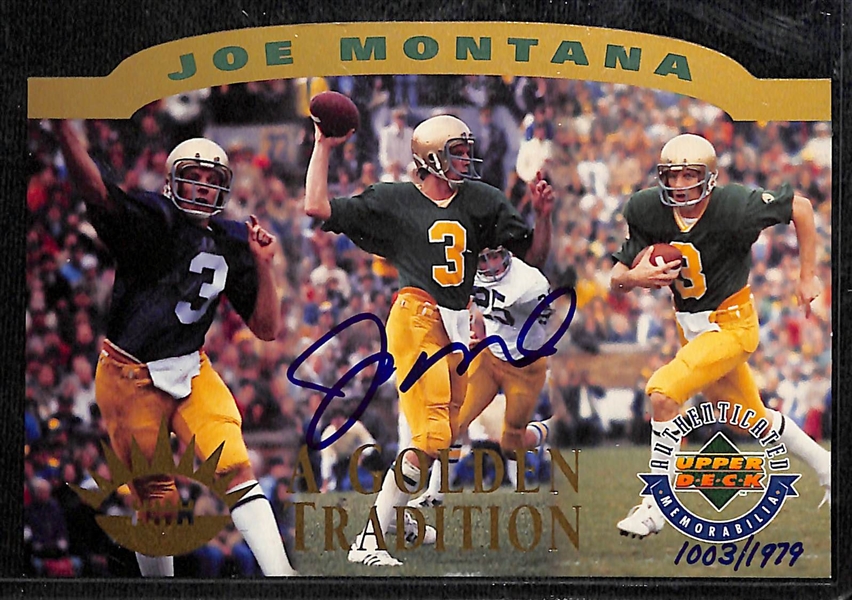 (4) Signed Sports Cards w. (2) Joe Montana, OJ Simpson, & Shawn Kemp (JSA Auction Letter)