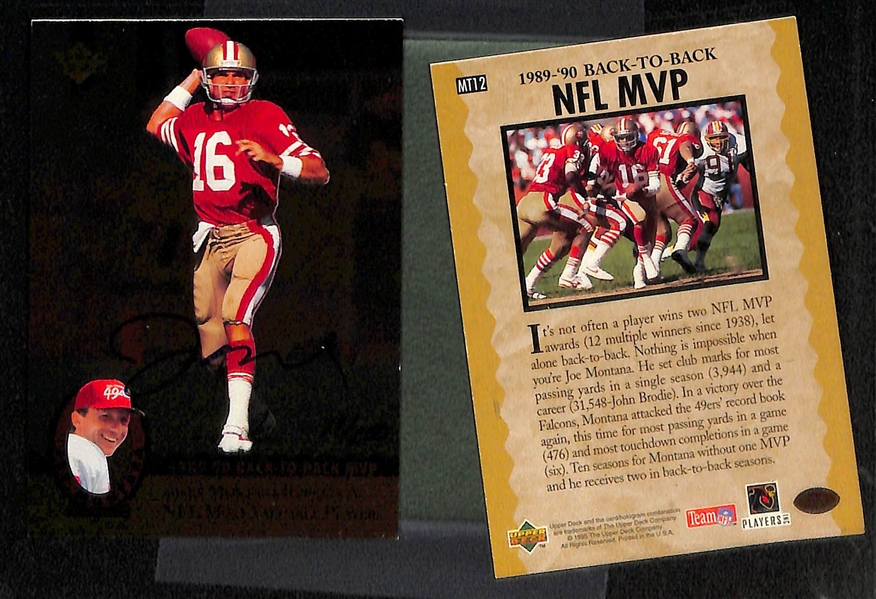 (4) Signed Sports Cards w. (2) Joe Montana, OJ Simpson, & Shawn Kemp (JSA Auction Letter)