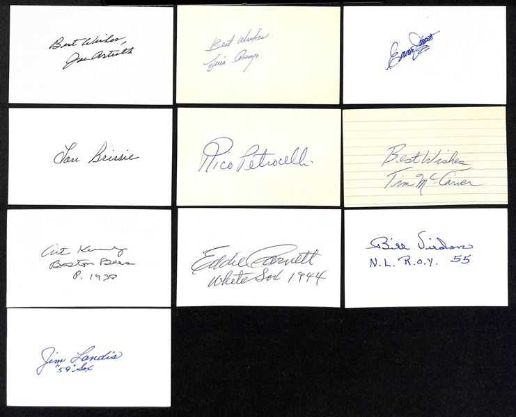 Lot of (110+) Baseball Autographed Index Cards w. Charlie Gehringer, Al Lopez, Larry Doby, and Many Others (JSA Auction Letter)