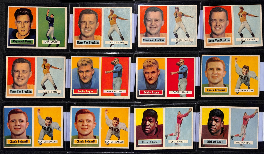 Lot of (42) 1957 Topps Football Cards w. Raymond Berry Rookie Card