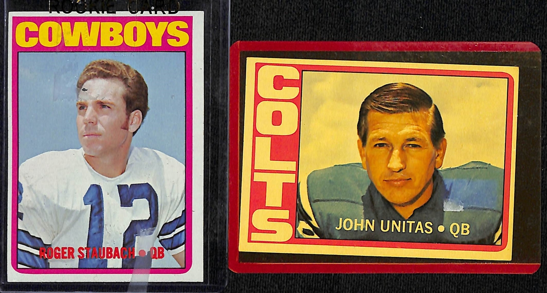   Lot of (90) 1972 Topps Football Cards w. Roger Staubach Rookie Card
