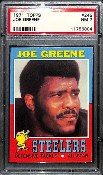 1971 Topps Joe Greene Rookie Card Graded PSA 7