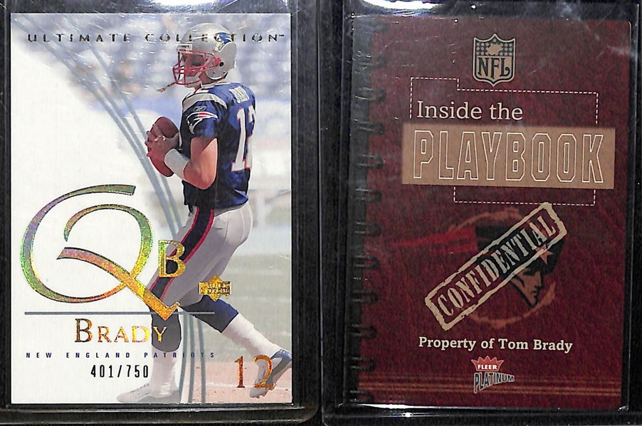 Lot of (5) Early 2000s Tom Brady Inserts and #'d Short Prints w. 2003 Ultimate Collection #d /750