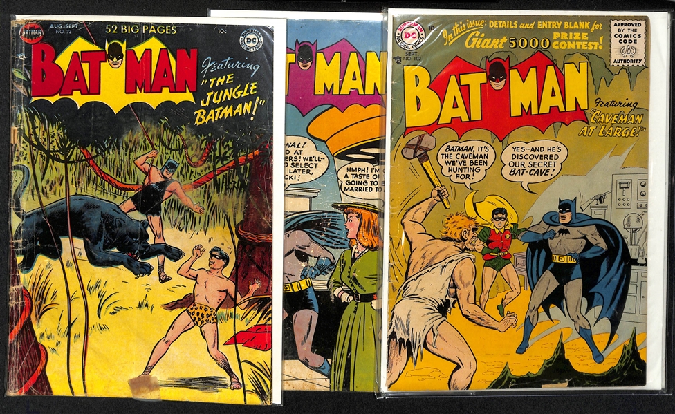Lot of (3) 1950s Batman Volume 1 Comic Books - No. 72, 79, & 102