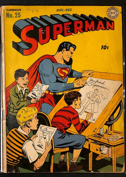  Lot of (9) 1943-1990s Superman Comic Books w. Nov-Dec 1943 No. 25 Superman