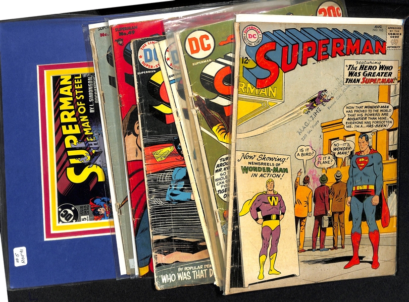 Lot of (8) 1945-1990s Superman Comic Books w. 1945 Nov-Dec No. 37 Superman