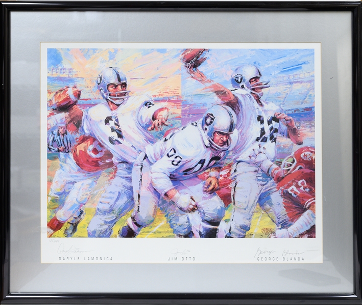 Oakland Raiders Signed/Framed Display - Autographed by George Blanda, Daryl Lamonica, Jim Otto (JSA Auction Letter)